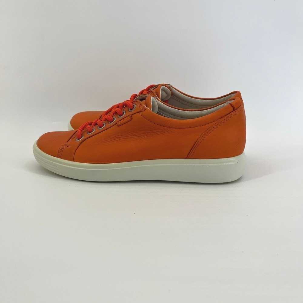 ECCO Soft 7 Women's Sneaker Orange Leather Comfort Casual Walking Shoes Size 5 - Picture 4 of 9